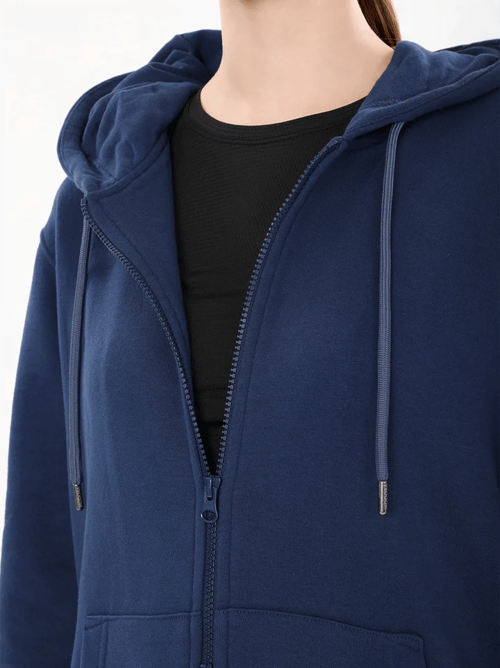 The Longline Blue Hoodie with Zipper Became a Fashion Staple