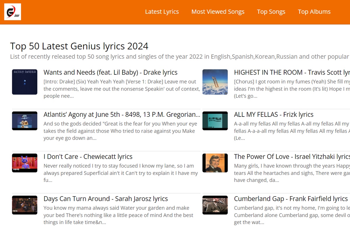 Trending and best 6 lyrics website in 2024