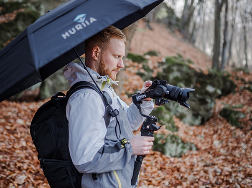 Make your life easier with the hands free umbrella holder from Huriia