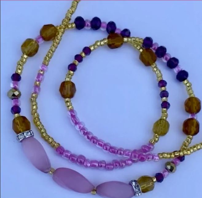 Discover the transformative power of Amethyst and Rose Quartz in the Pink Twist Anklet and Virtue Waistbeads Collection