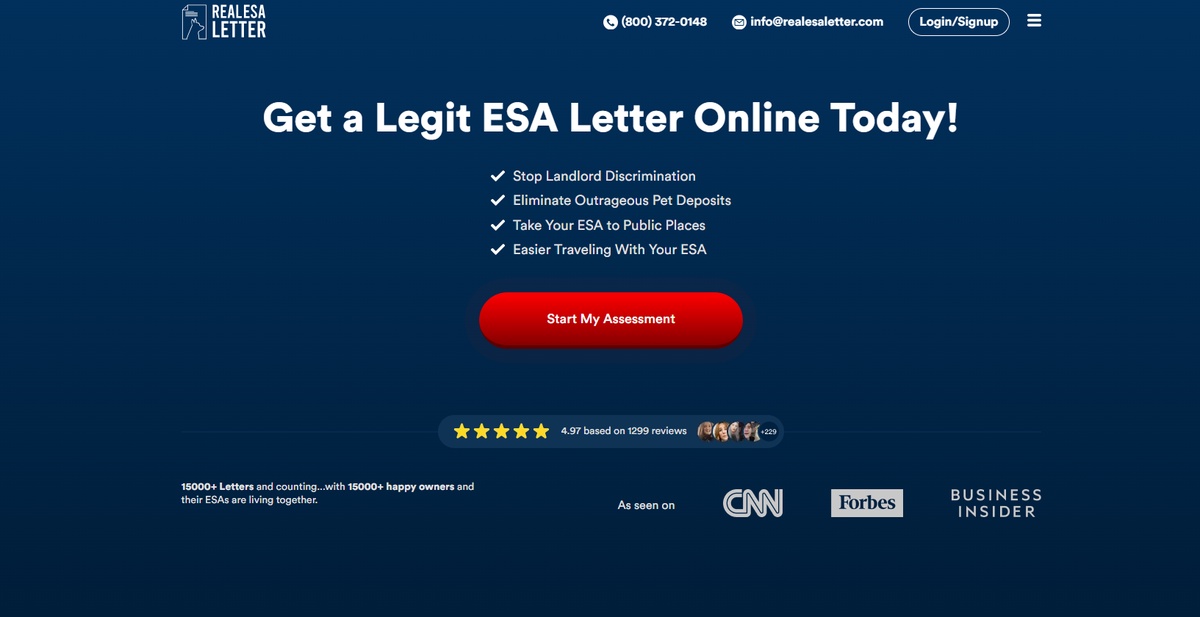 RealESAletter.com: Best Website for Obtaining an Emotional Support Animal Letter