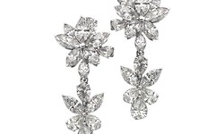 5 Carat Diamond Floral Chandelier Earrings WG Drop Earrings